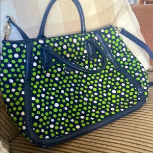 Stylish Green and Blue Polka Dot Women's Bag